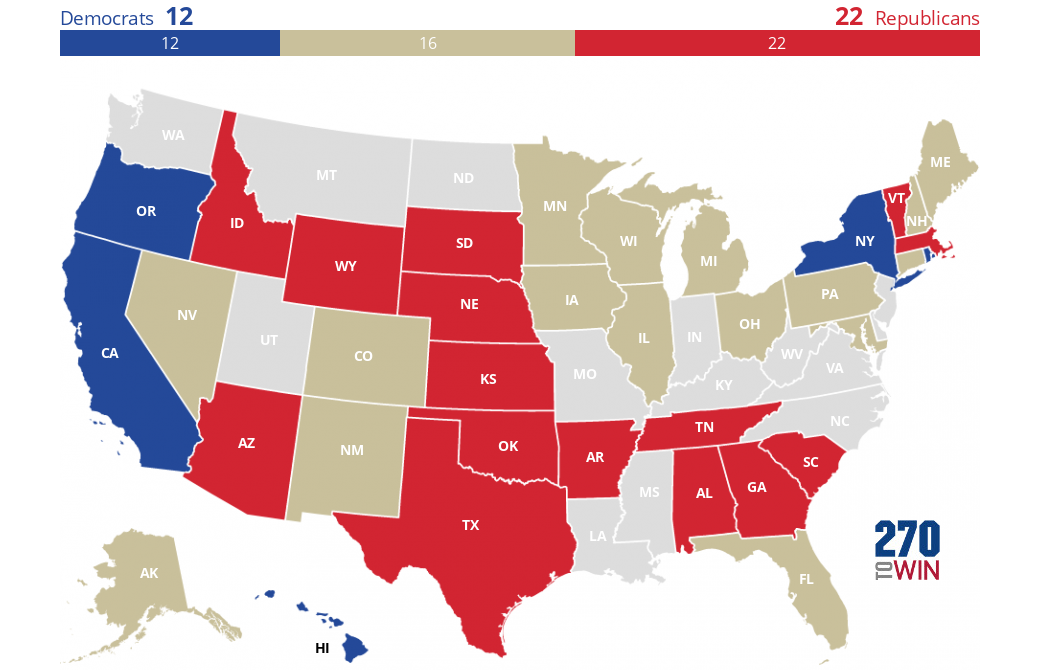 2018 Governor Battleground Map