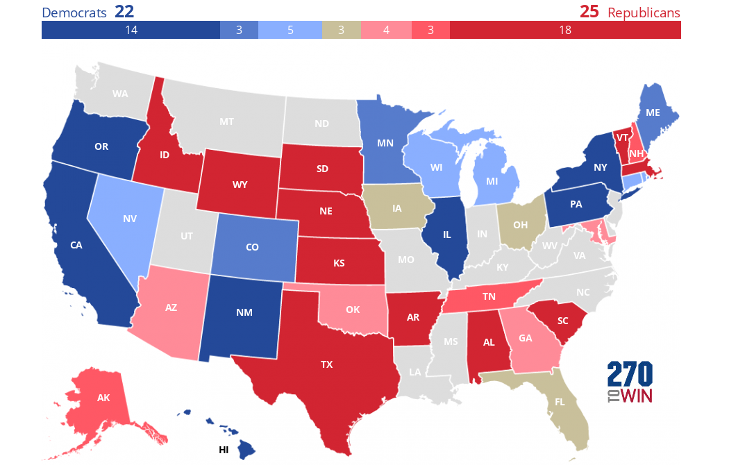 2018 Gubernatorial Elections Interactive Map