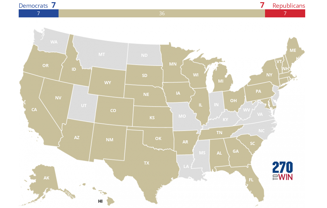 2018 Gubernatorial Elections Blank Map - 270toWin