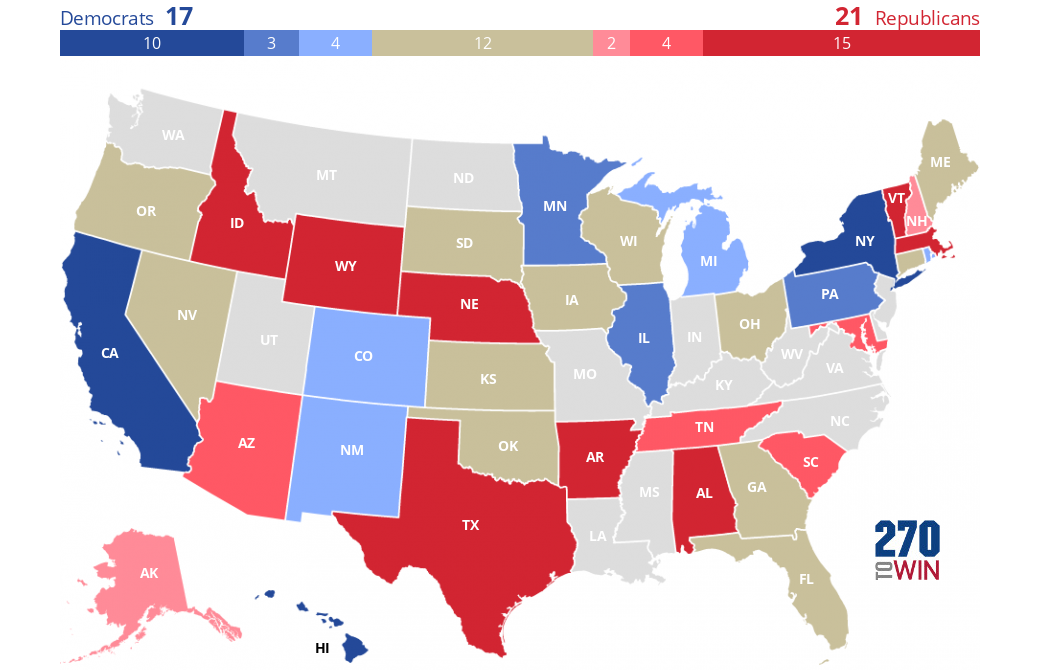 Cook Political Report 2018 Governor Race Ratings - 270toWin