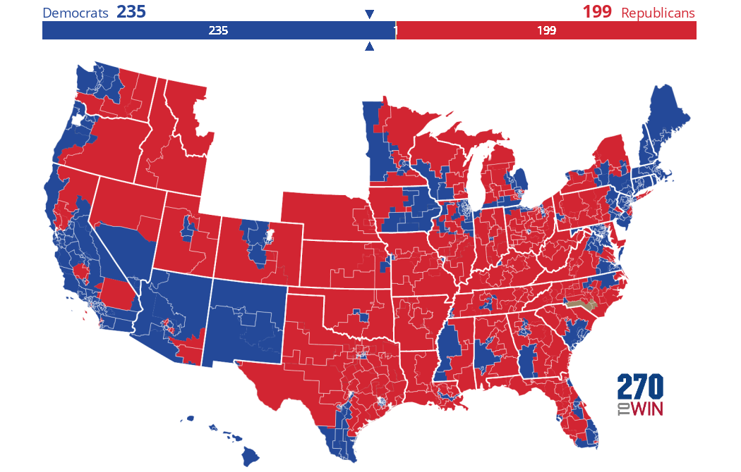 Us Congressional District Map Ben Mcadams Projected Winner In Ut-04; 39Th Pickup For Democrats - 270Towin