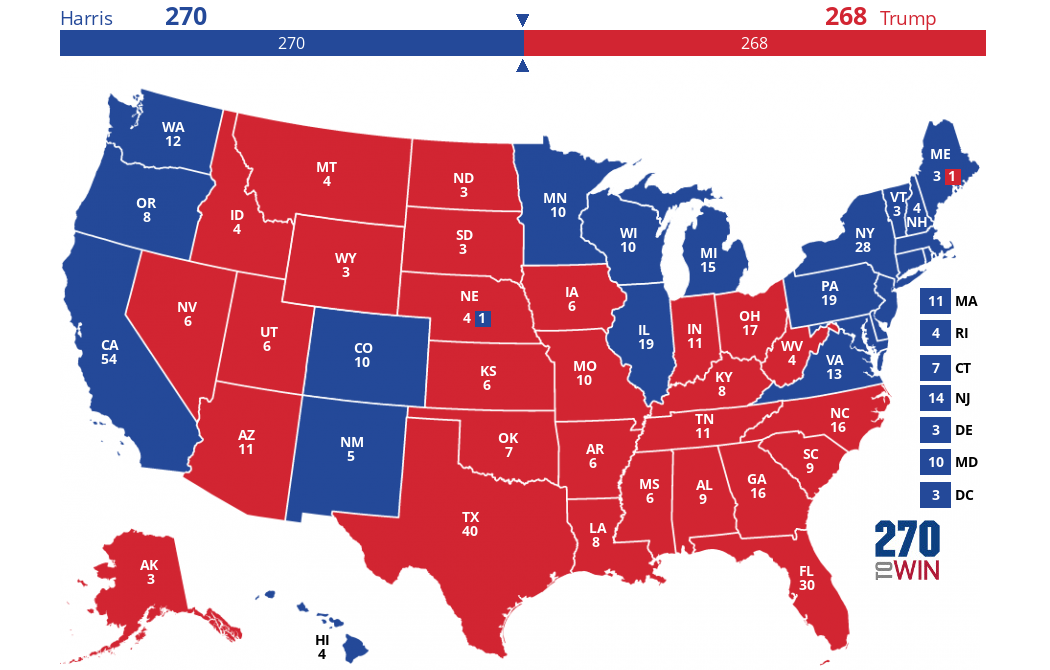 2024 Map Based on Polls (No Toss-ups)