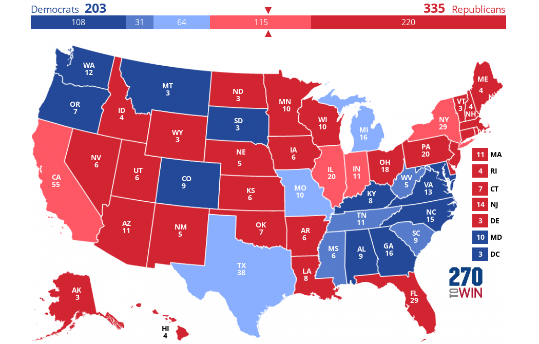 map of red and blue states        <h3 class=