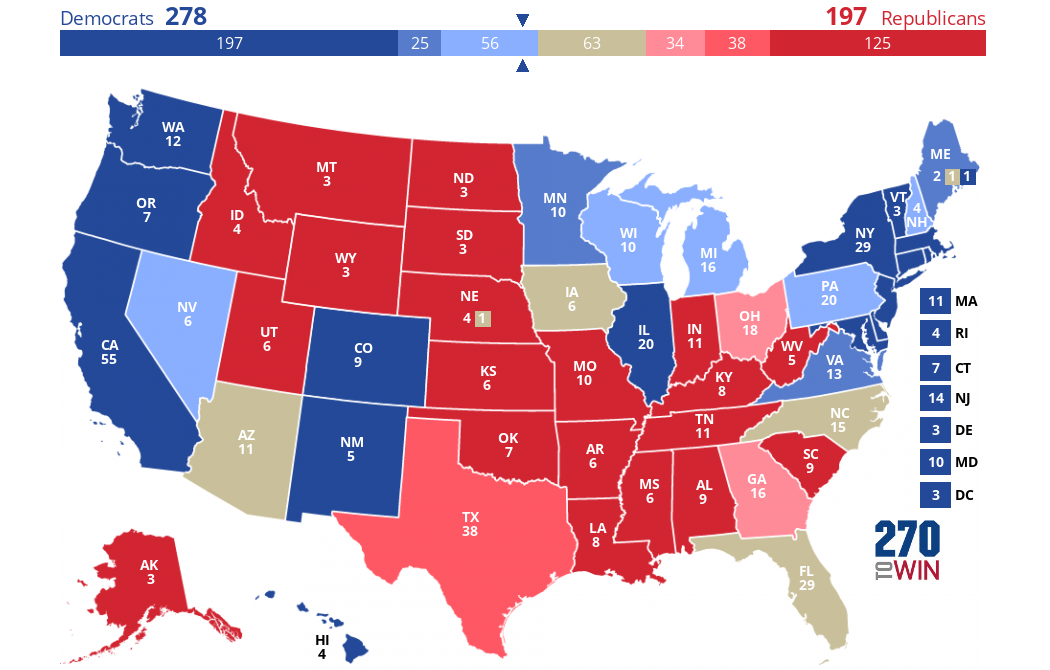 Wason Center electoral college map - 270toWin