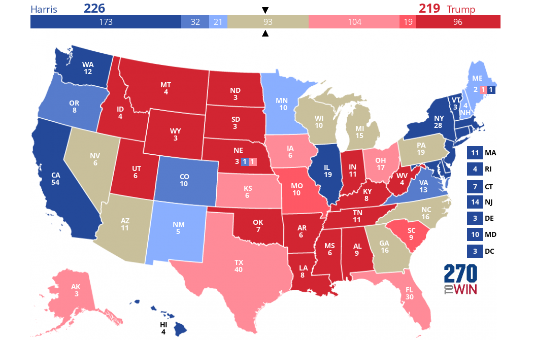 2024 Electoral Map Based on Polls