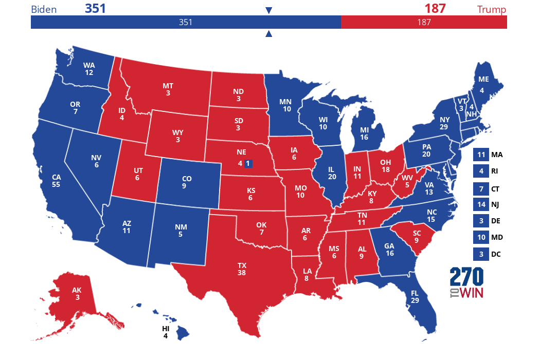 Biden Trump Electoral Map Based On Polls