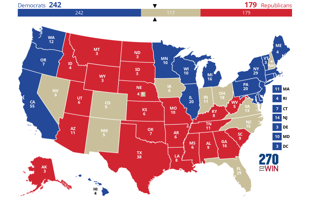 Blue And Red States 270toWin   Blue Red States 2000 Thru 2012