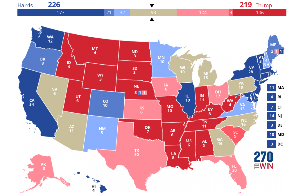 2024 Electoral Map Based on Polls