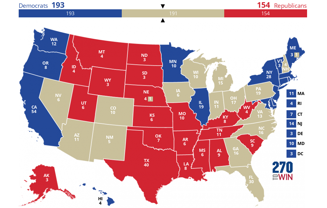 Red And Blue States Map 2020 Blue and Red States