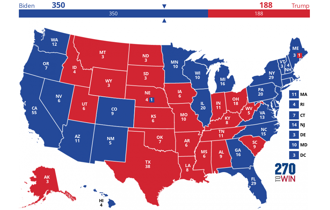 Consensus Electoral Map with no Tossups 270toWin