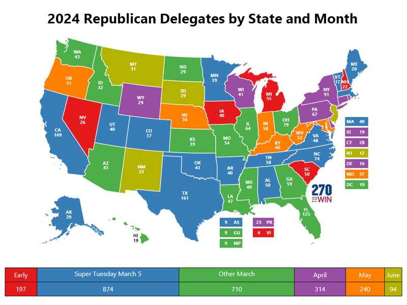 2024 Republican Primary Delegate Count Map Dasie Emmalyn