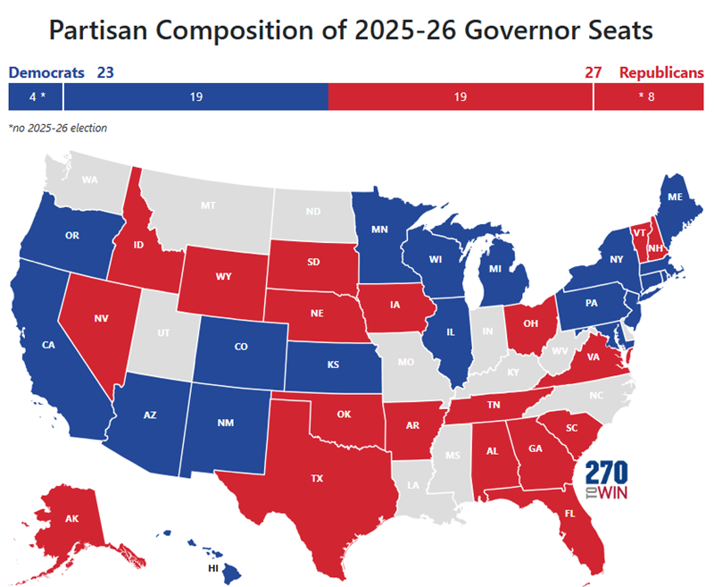 New Interactive Map: 2025-2026 Gubernatorial Elections - 270toWin